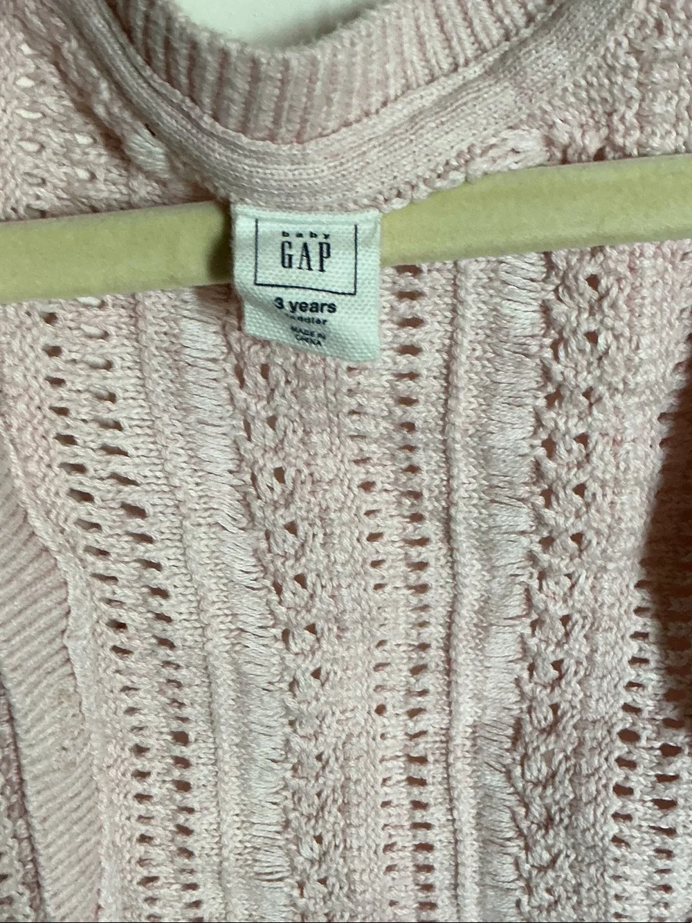 GAP Light Pink Openwork Knit Short-Sleeve Cardigan